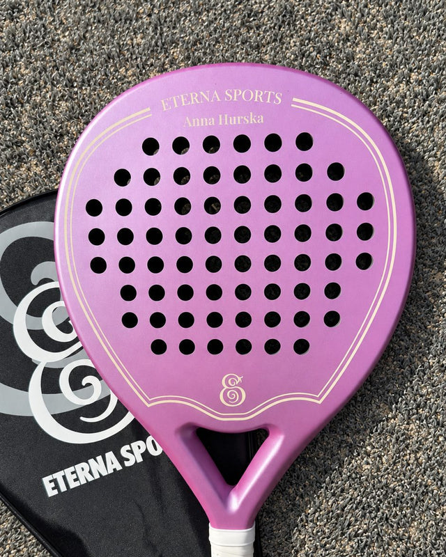 Miami Rose padel racket engraved with the owner's name on the Crown, with its cover