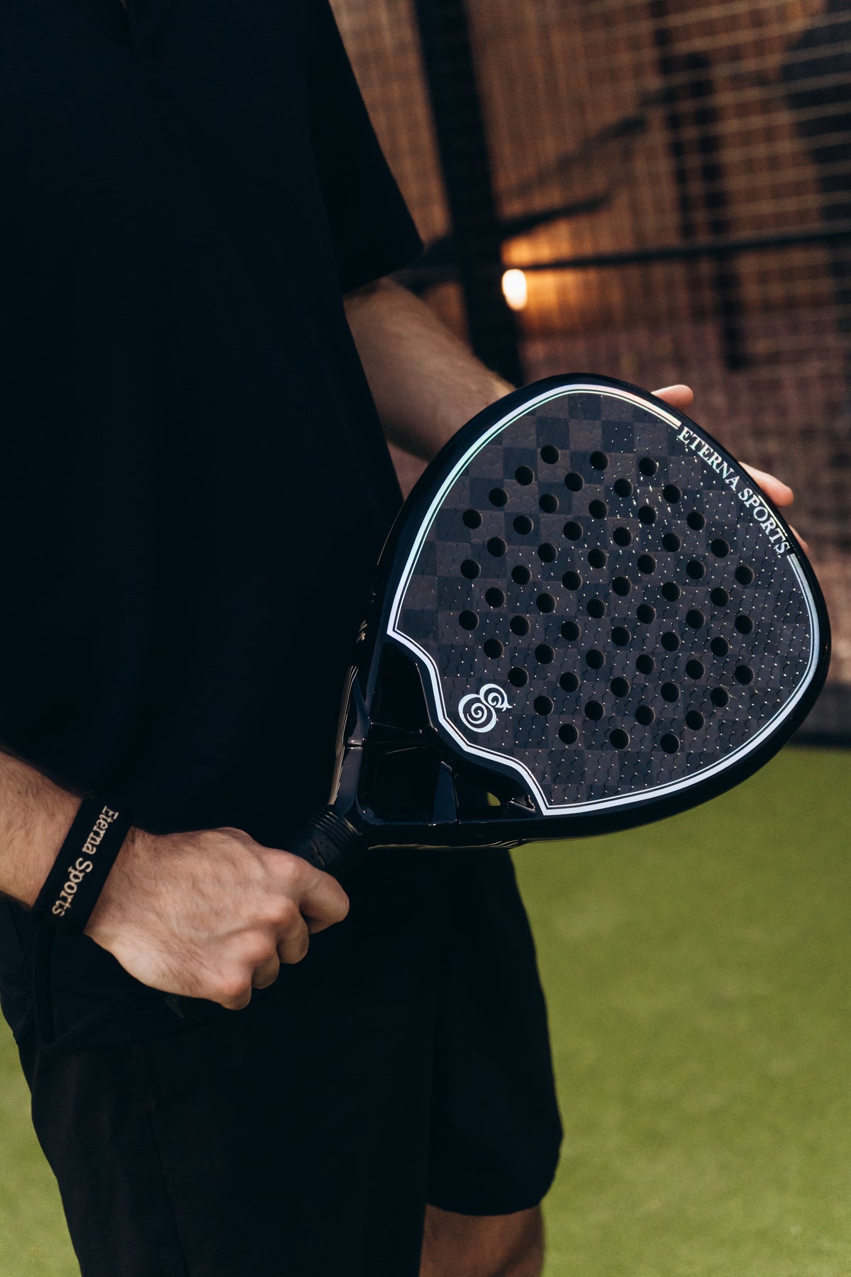 Eterna Sports Tribeca Laser Black Glossy padel racket, on-court 3