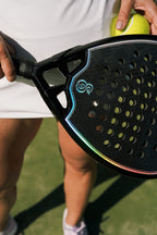 Eterna Sports Tribeca Laser Black Glossy padel racket, on-court 5