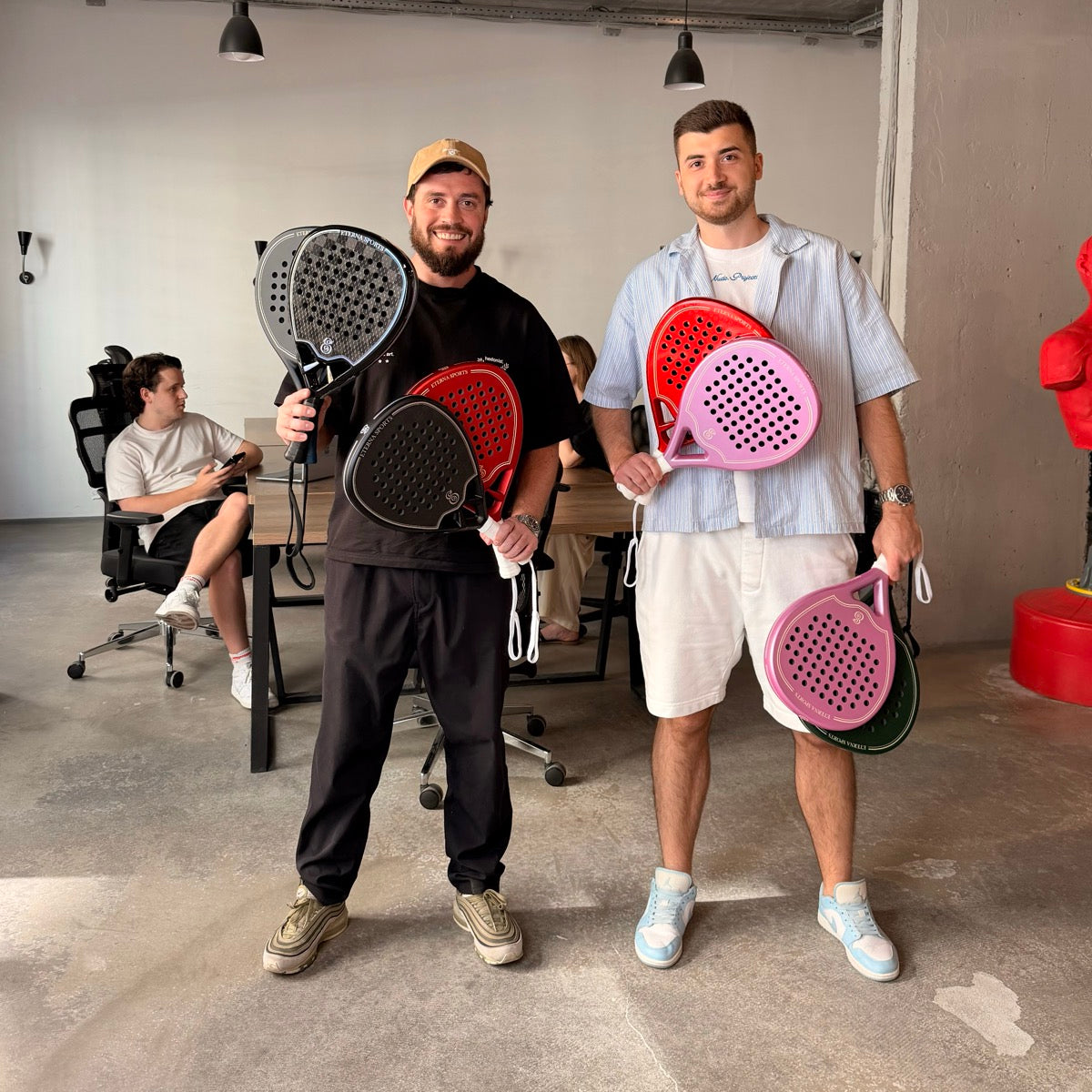 Denys and Dmytro, founders of Eterna, with the first rackets